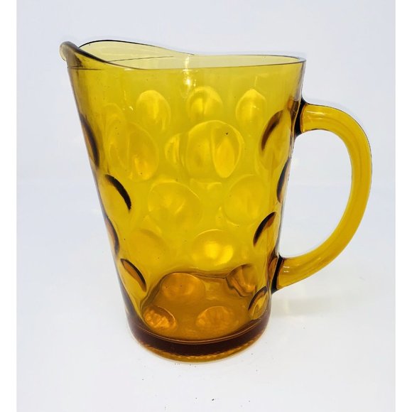HAZEL-ATLAS ELDORADO Dot Thumbprint Pitcher ~ Granada Gold ~ Vogue Mid Century - Picture 3 of 8